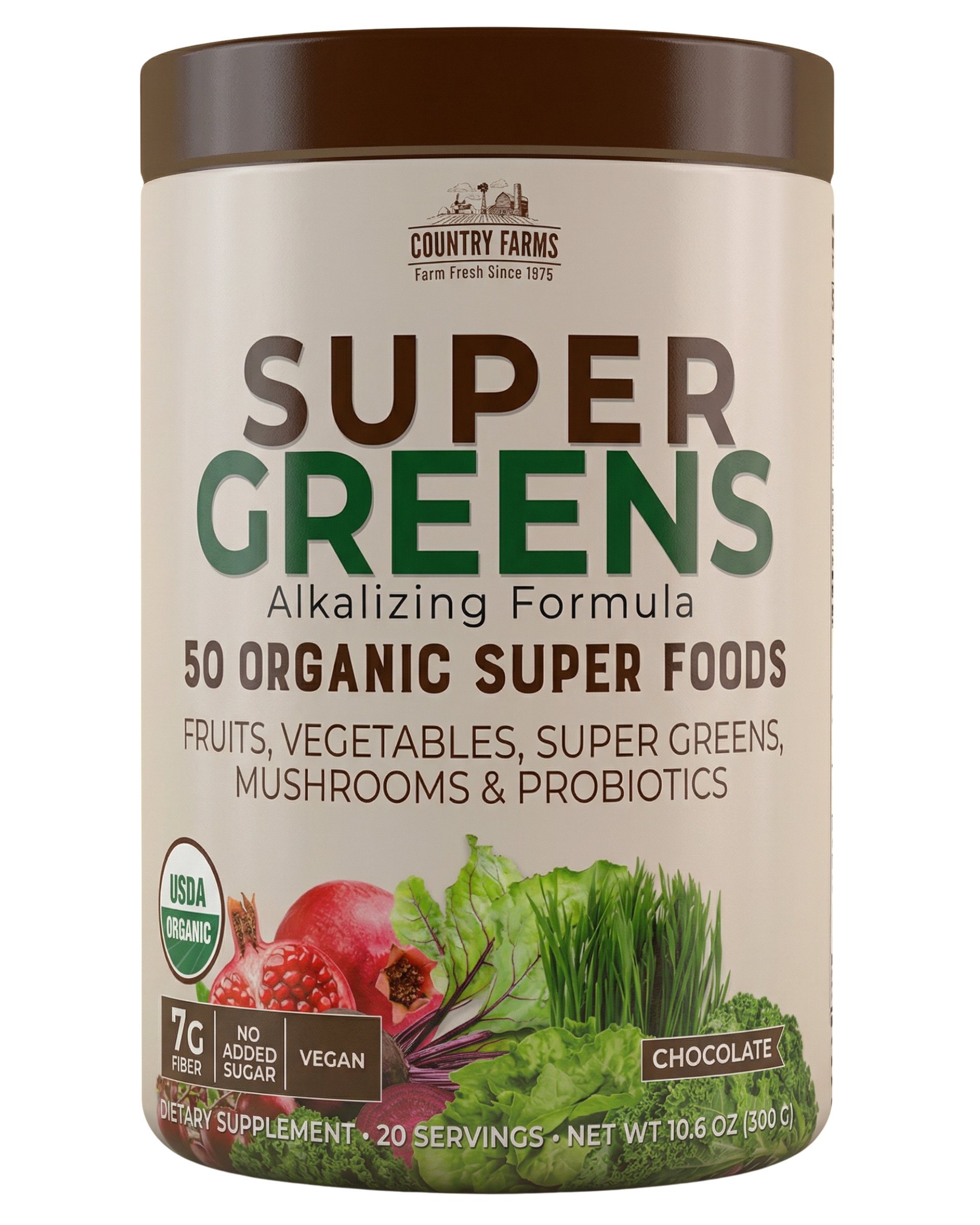 Country Farms Super Greens Chocolate Flavor Powder 10.6 oz